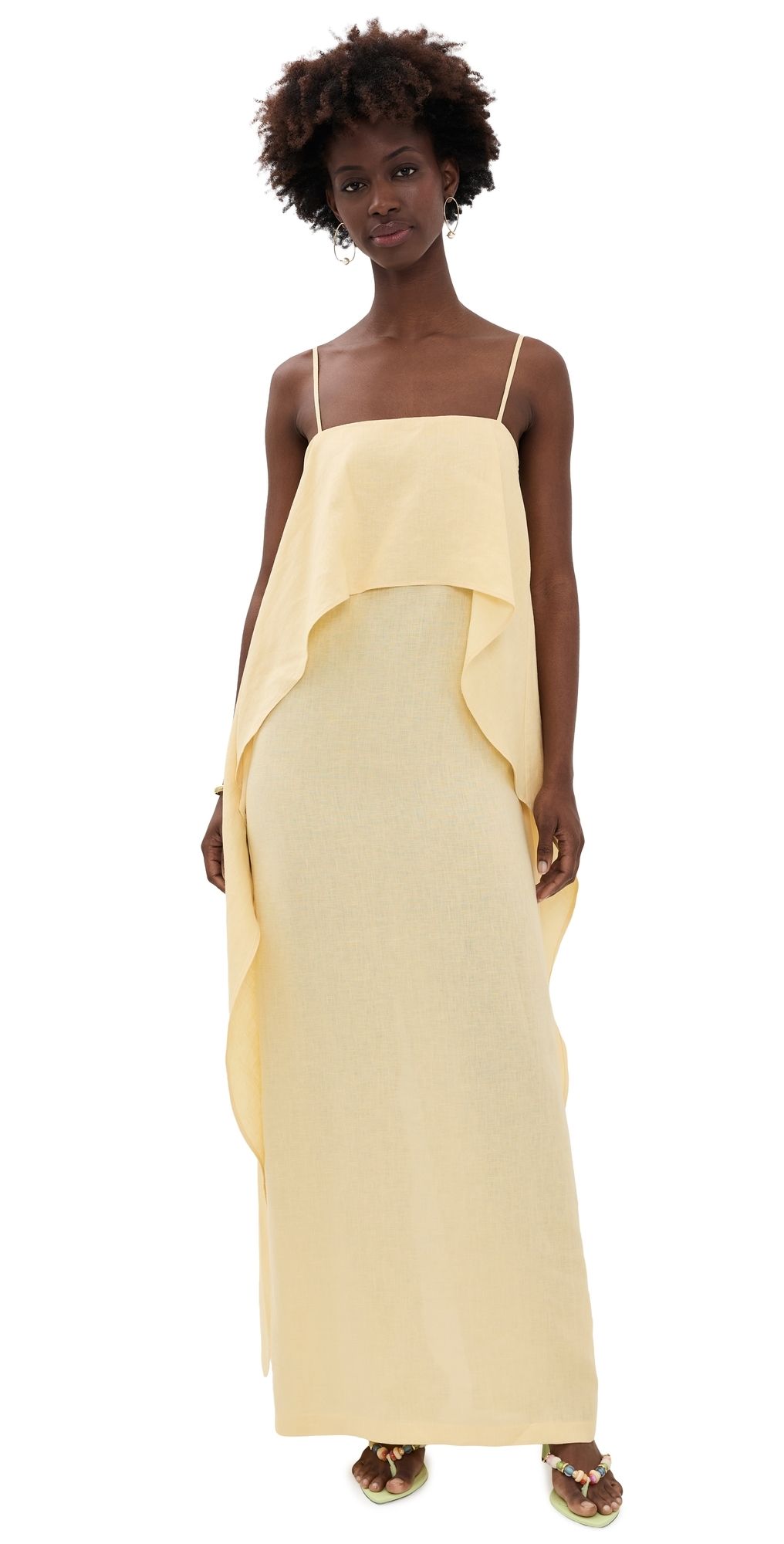 STAUD Valencia Linen Dress Butter 16