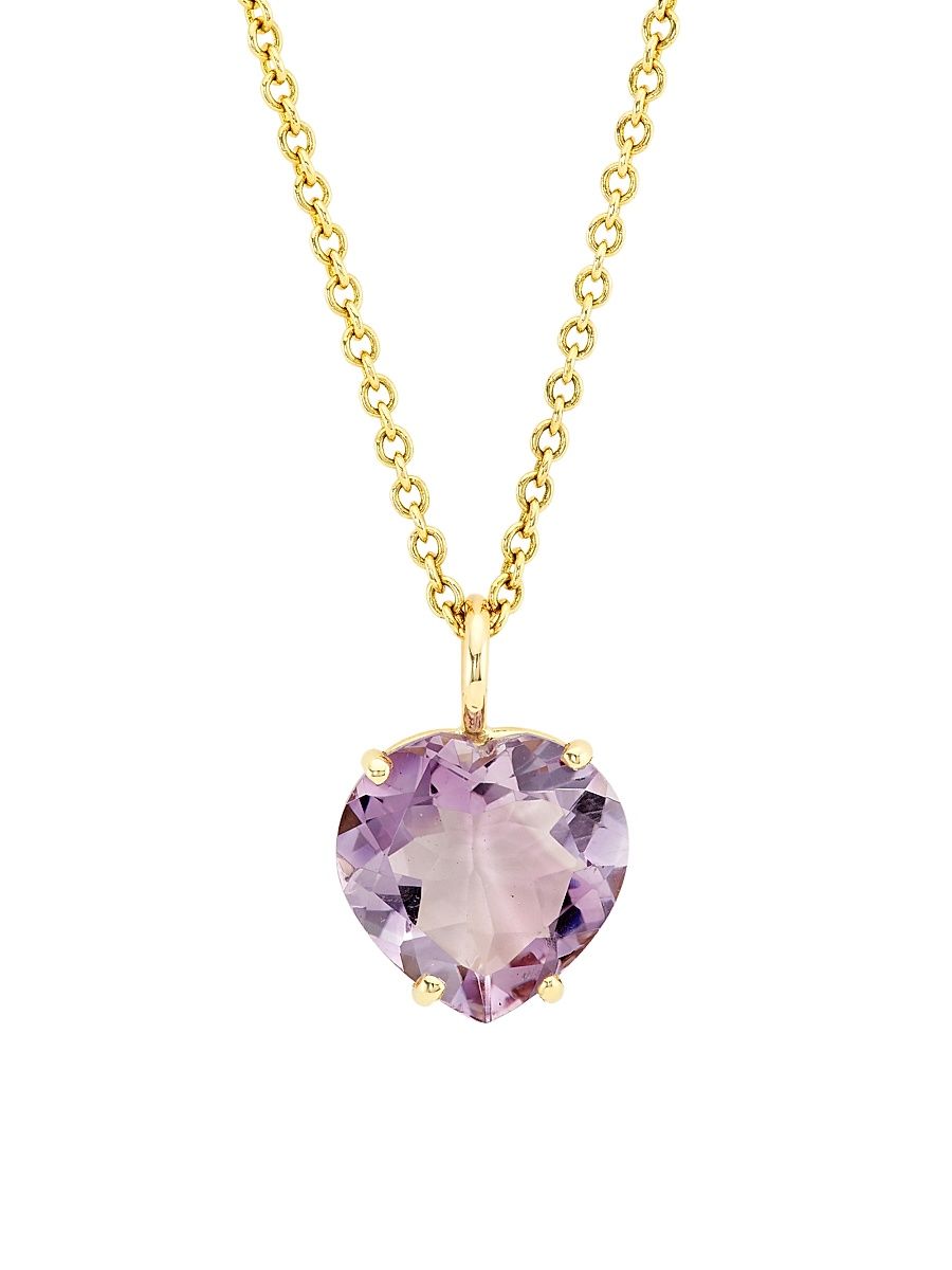 Women's Atlas 14K Yellow Gold & Amethyst Heart Pendant Necklace - Lavender