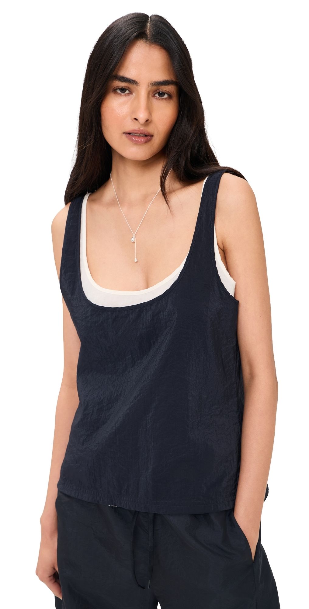 La Ligne Double Layer Scoop Tank Navy/Ivory M