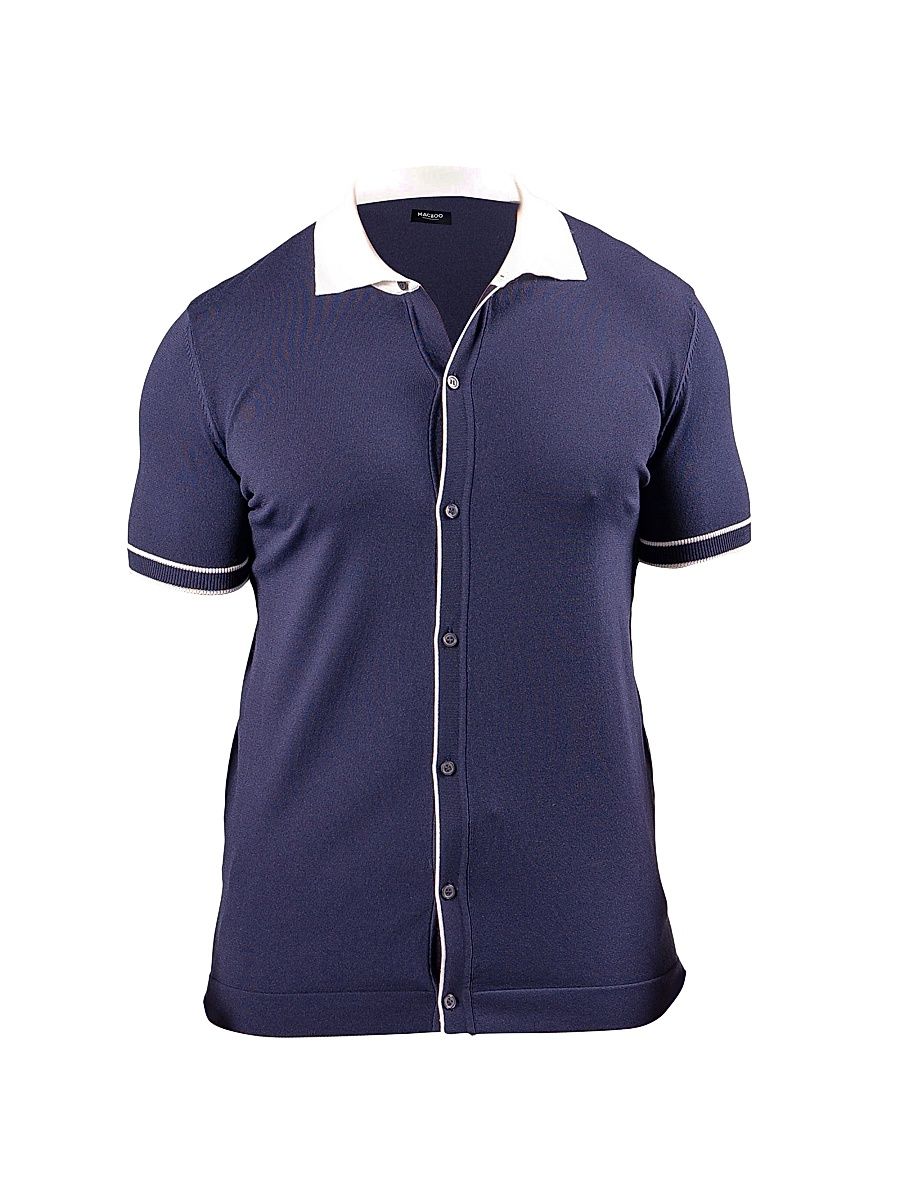 Men's Button Polo Shirt - Blue - Size Large