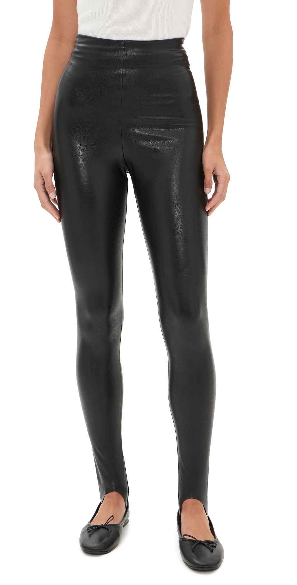 Commando Faux Leather Stirrup Leggings Black M