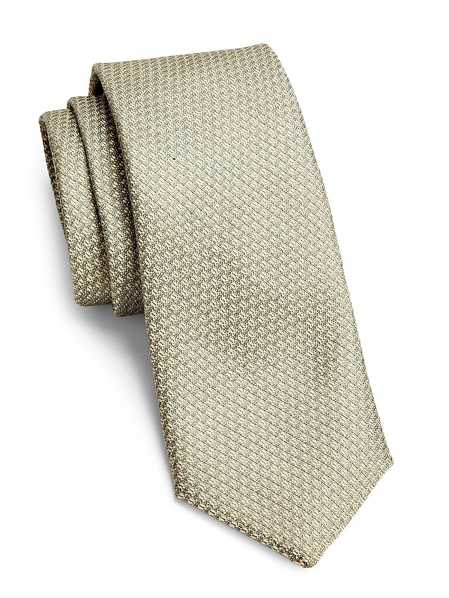 Men's Geometric Silk Tie - White