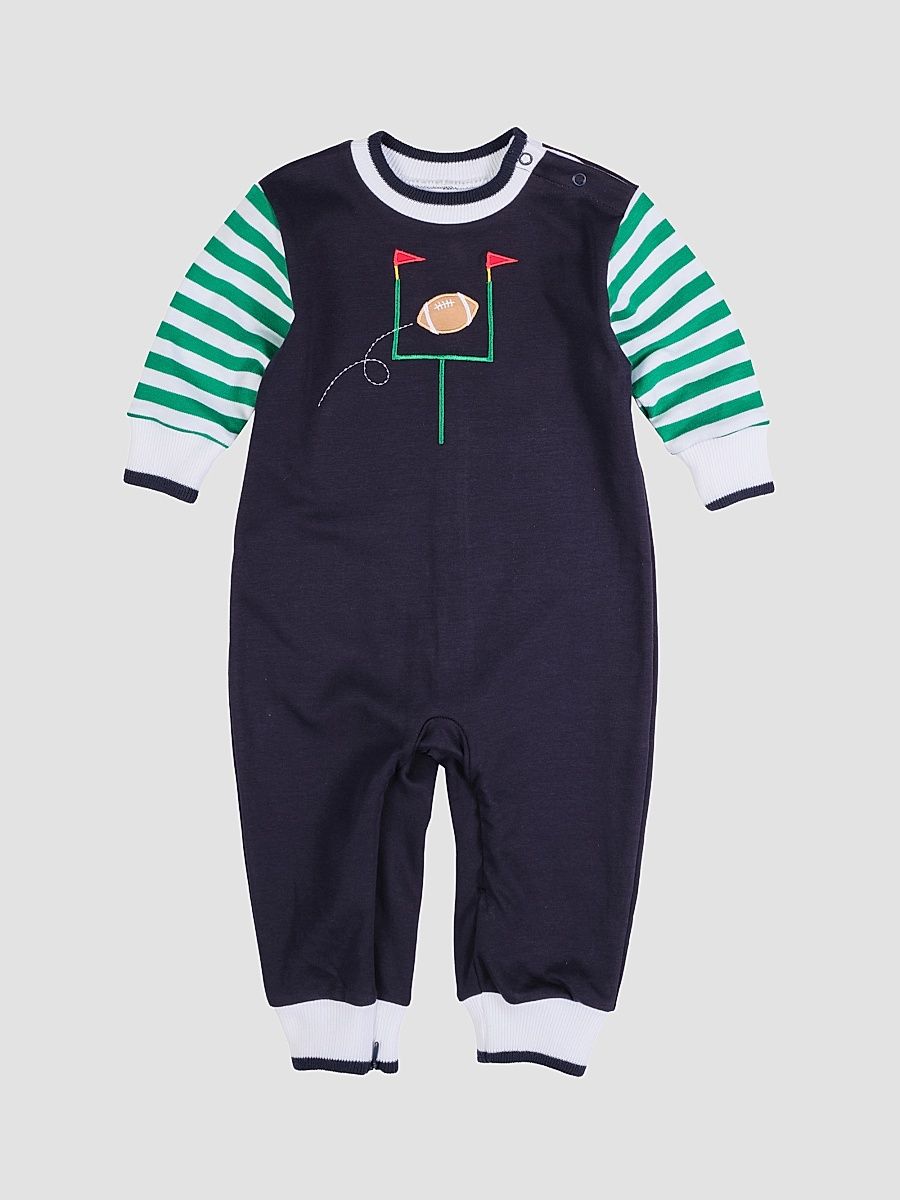Baby Boy's Football Field Goal Coveralls - Navy Green - Size 24 Months