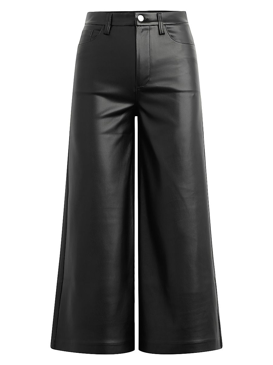 Women's The Vegan Leather Culotte Pants - Black - Size 28