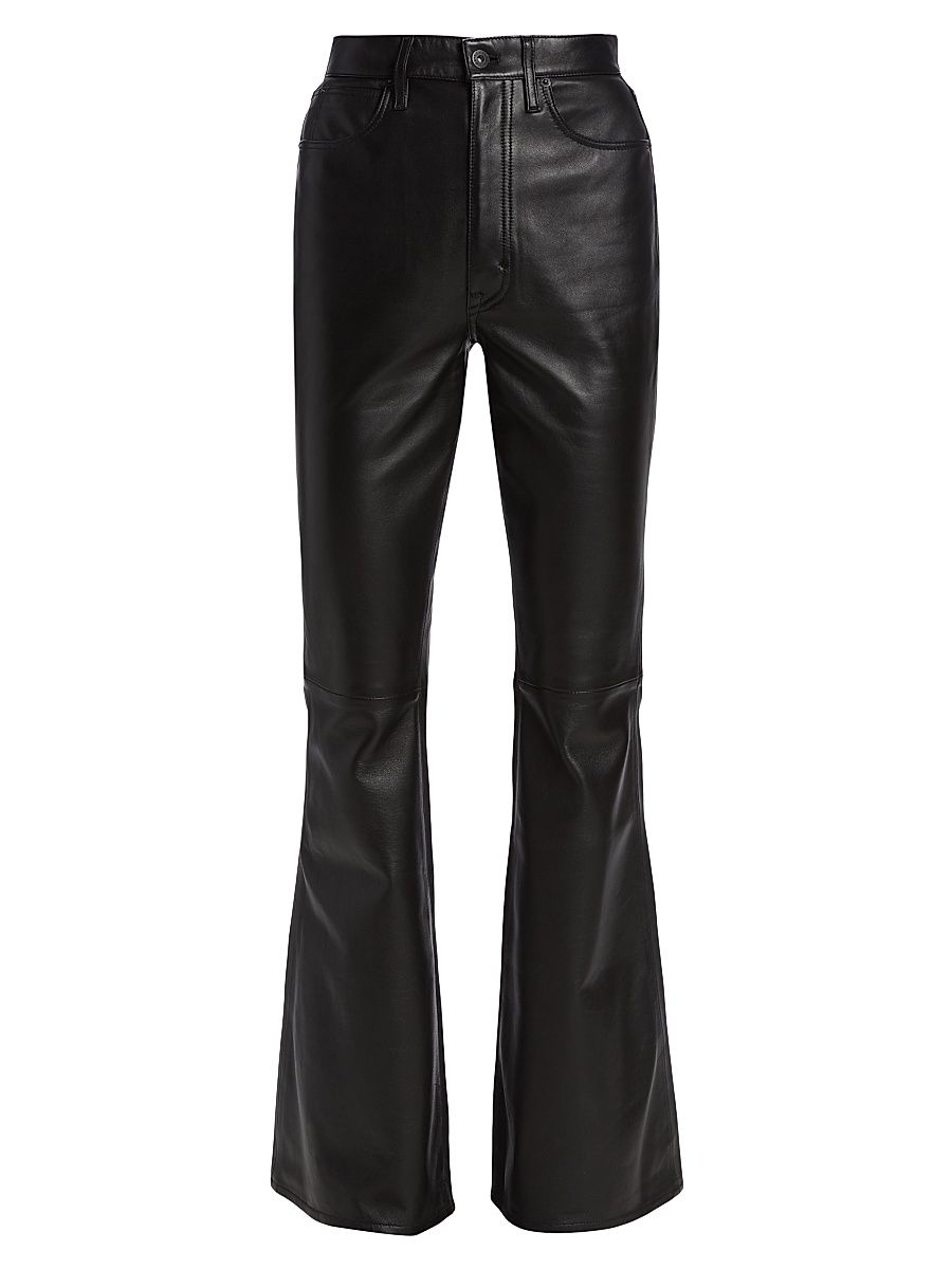 Women's Indiana Leather High-Rise Flare Jeans - Black - Size 31