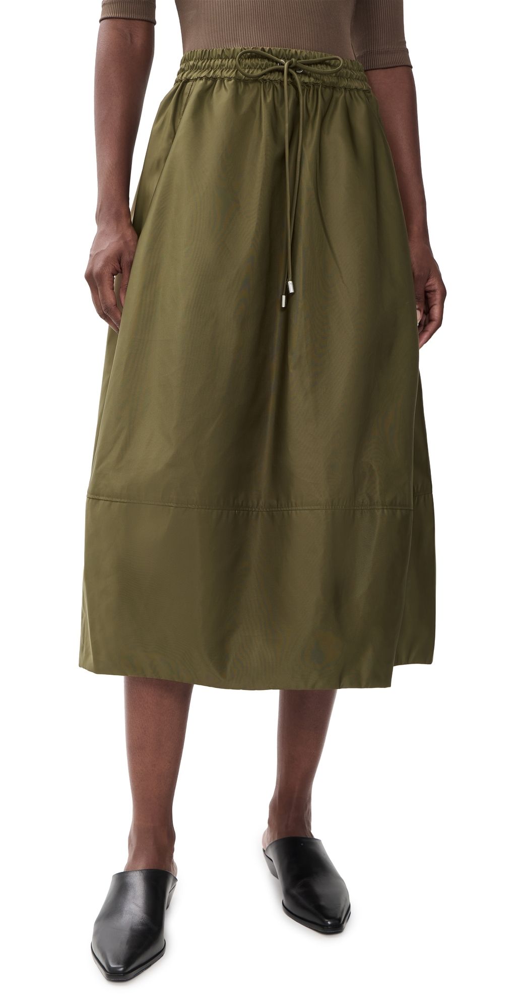 Cinq à Sept Sirani Nylon Skirt Dark Olive M