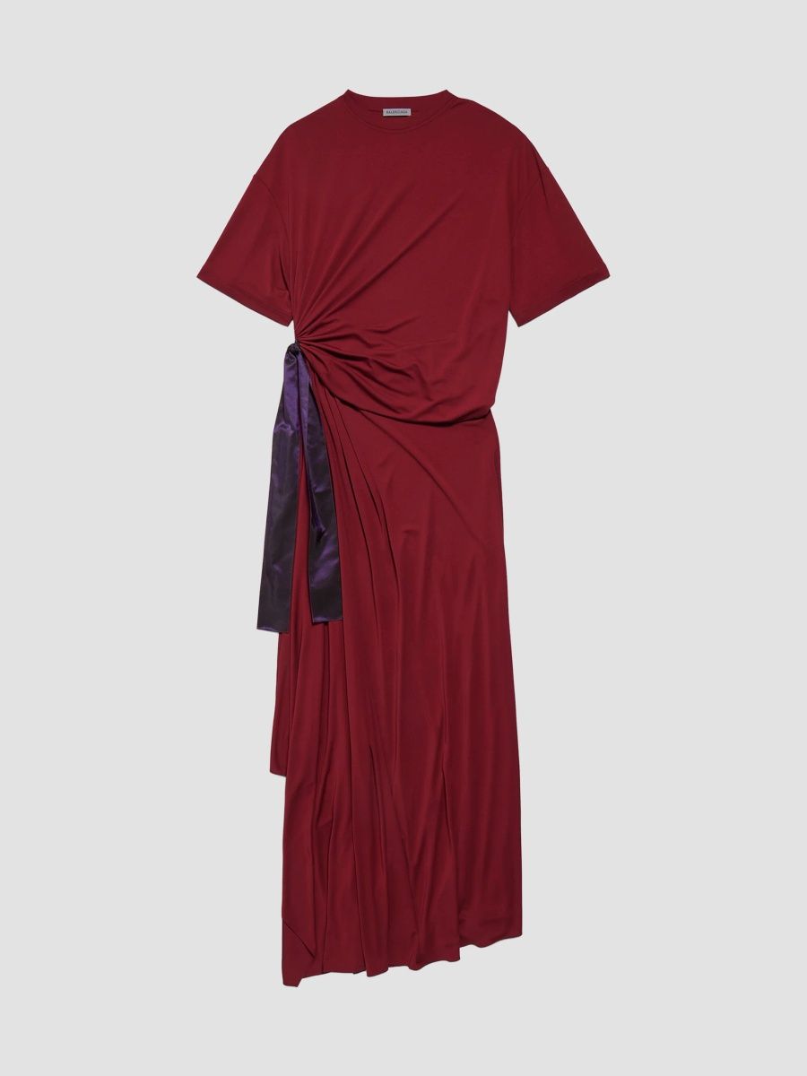 Balenciaga Women's Draped T-Shirt Dress - Red - Size 6