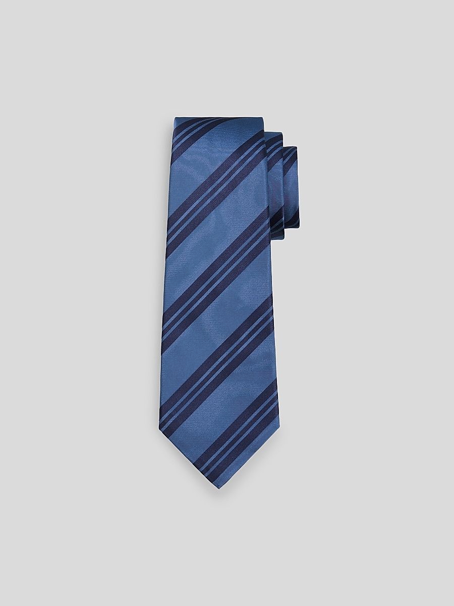 Men's Diagonal Stripe Silk Tie - Blue