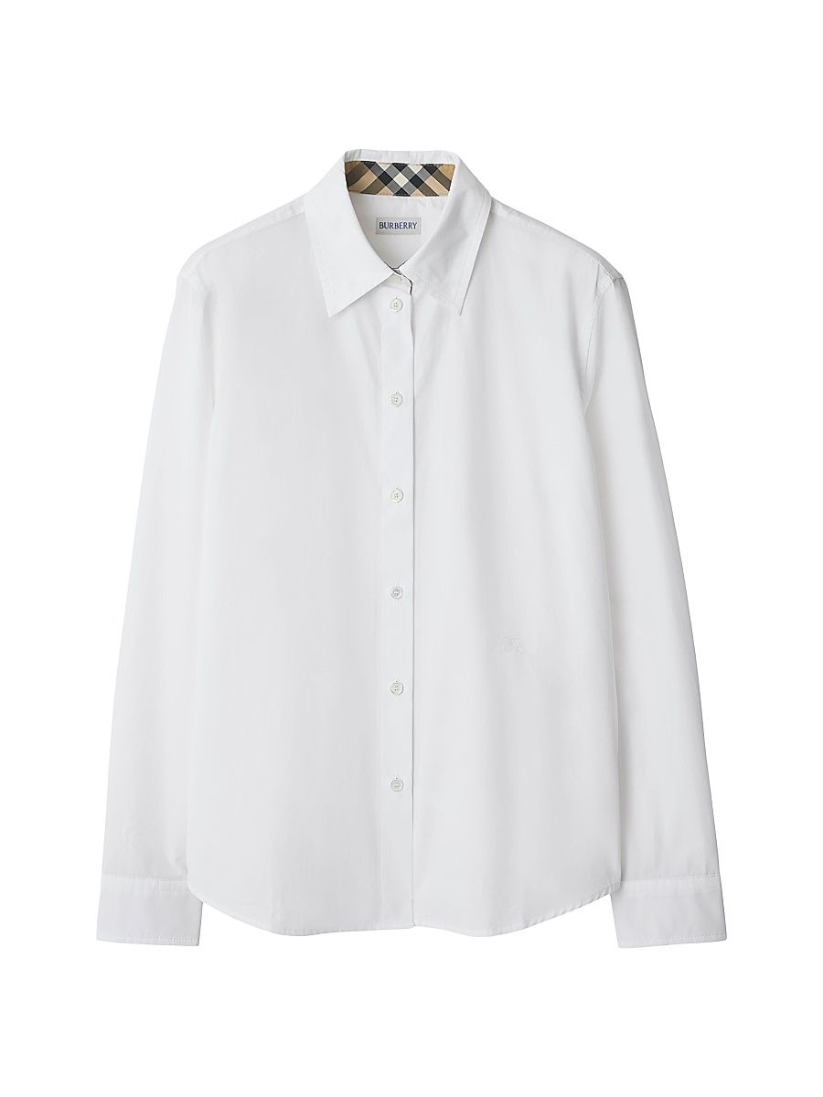 Women's Regular Fit Cotton Poplin Shirt - White - Size 8