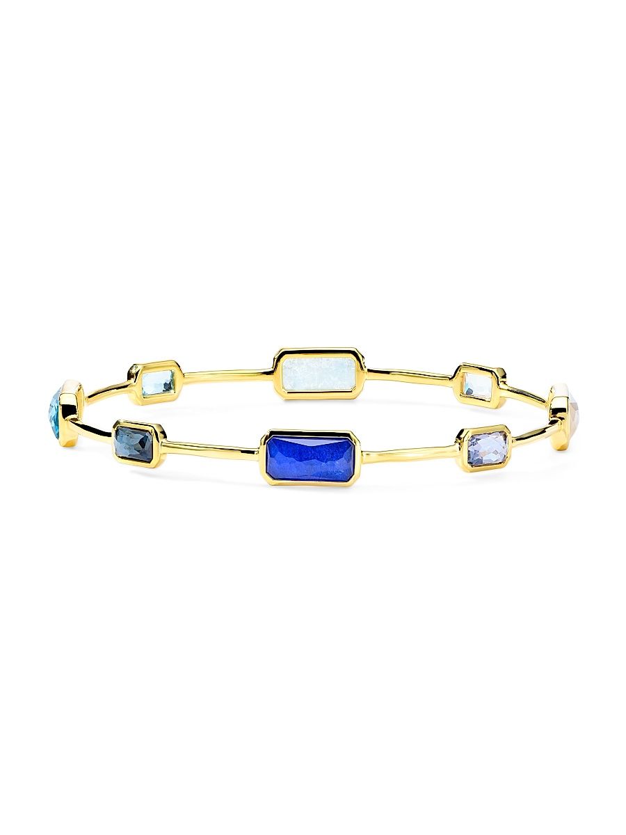 Women's Rock Candy London Blue Topaz & 18K Yellow Gold Gelato Eight-Stone Station Bangle Bracelet - Mare