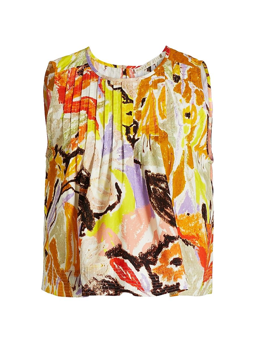 Women's Letta Floral Pleated Top - Bouquet - Size Medium