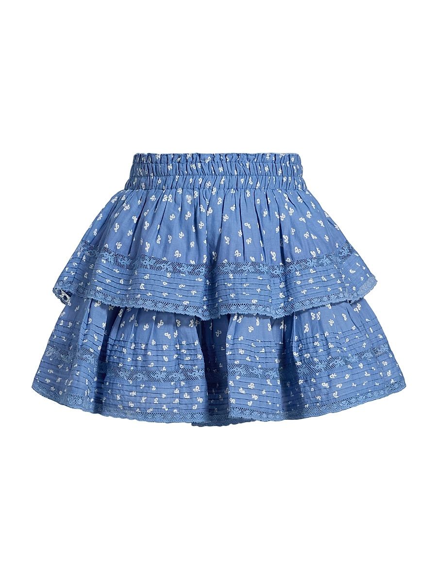 Women's LoveShackFancy x Visit Savannah Ruffle Bow Printed Miniskirt - Southern Charm - Size Large