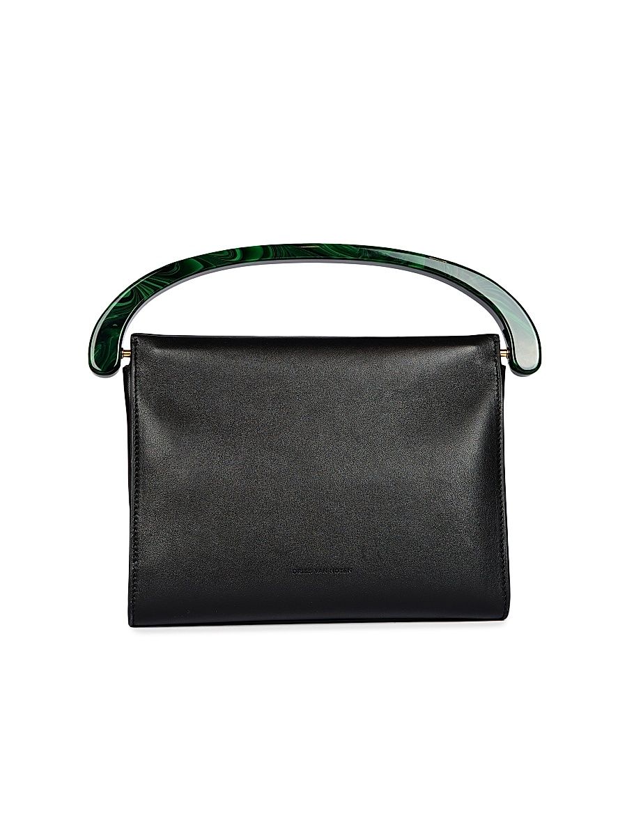 Women's Leather Convertible Clutch - Black