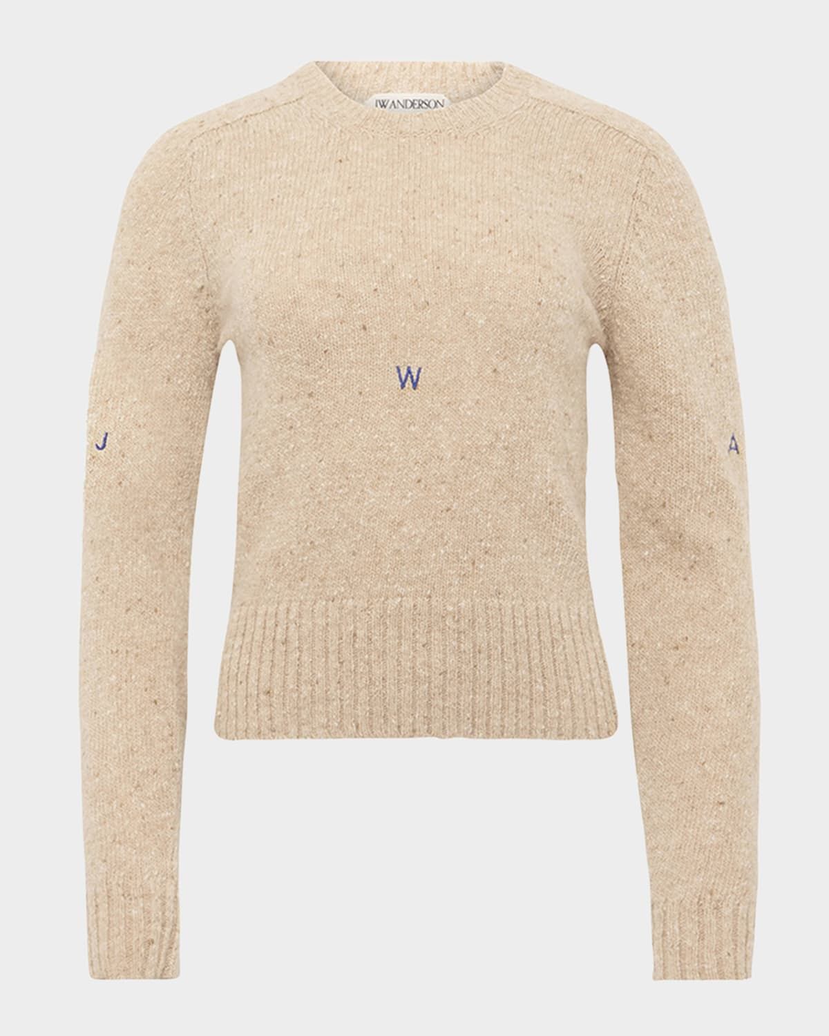 Embroidered Mohair Crewneck Sweater