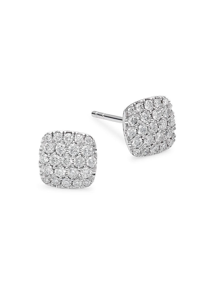 Women's 14K White Gold & 0.50 TCW Diamond Cushion Stud Earrings - White Gold
