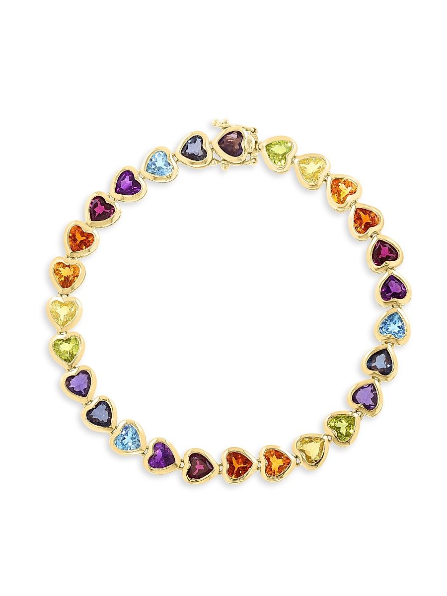 Women's 14K Yellow Gold & Rainbow Multi-Gemstone Bracelet - Yellow Gold