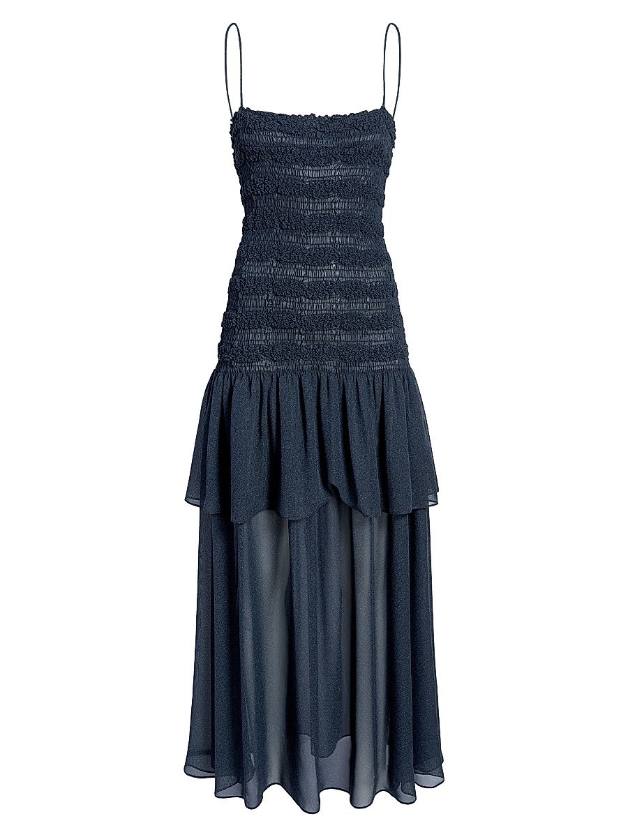 Women's Michal Melange Gerogette Smocked Maxi Dress - Dark Navy - Size XL