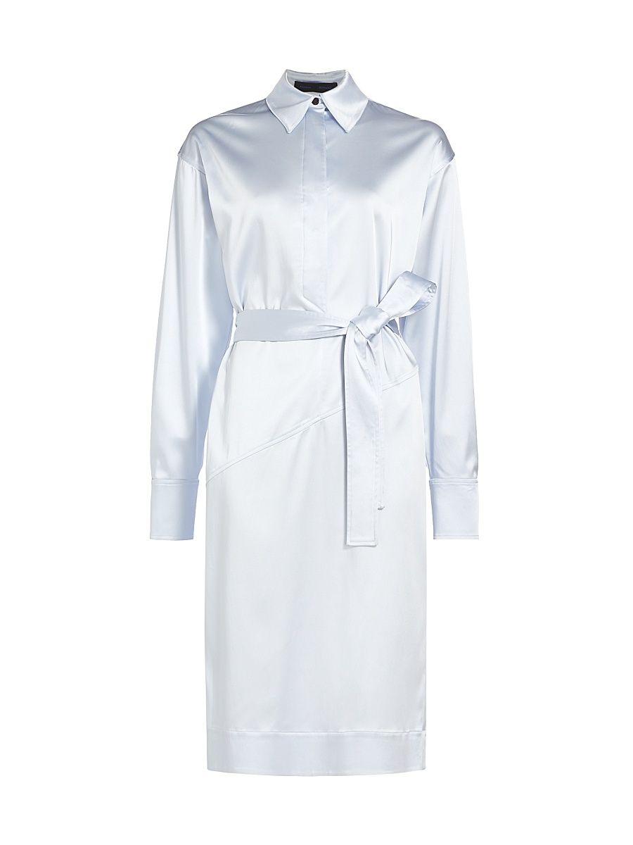 Women's Andy Technical Satin Shirtdress - Baby Blue - Size 10