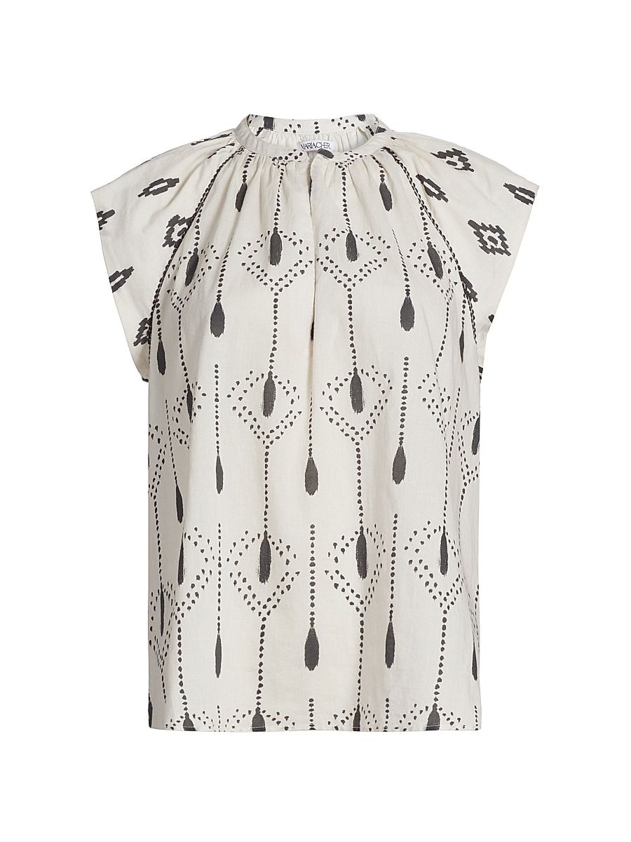 Women's Torcuato Keyla Cotton Printed Top - Ecru - Size XS