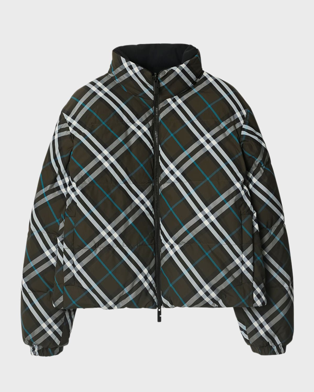 Reversible Check Short Puffer Jacket