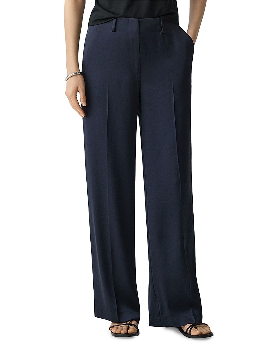 Women's Classic Straight-Leg Trousers - Nocturne Navy - Size 10