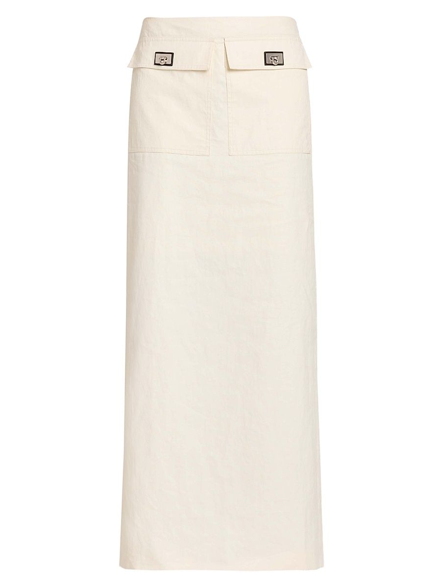 Women's Linen Maxi Skirt - Mascarpone Off White - Size 10