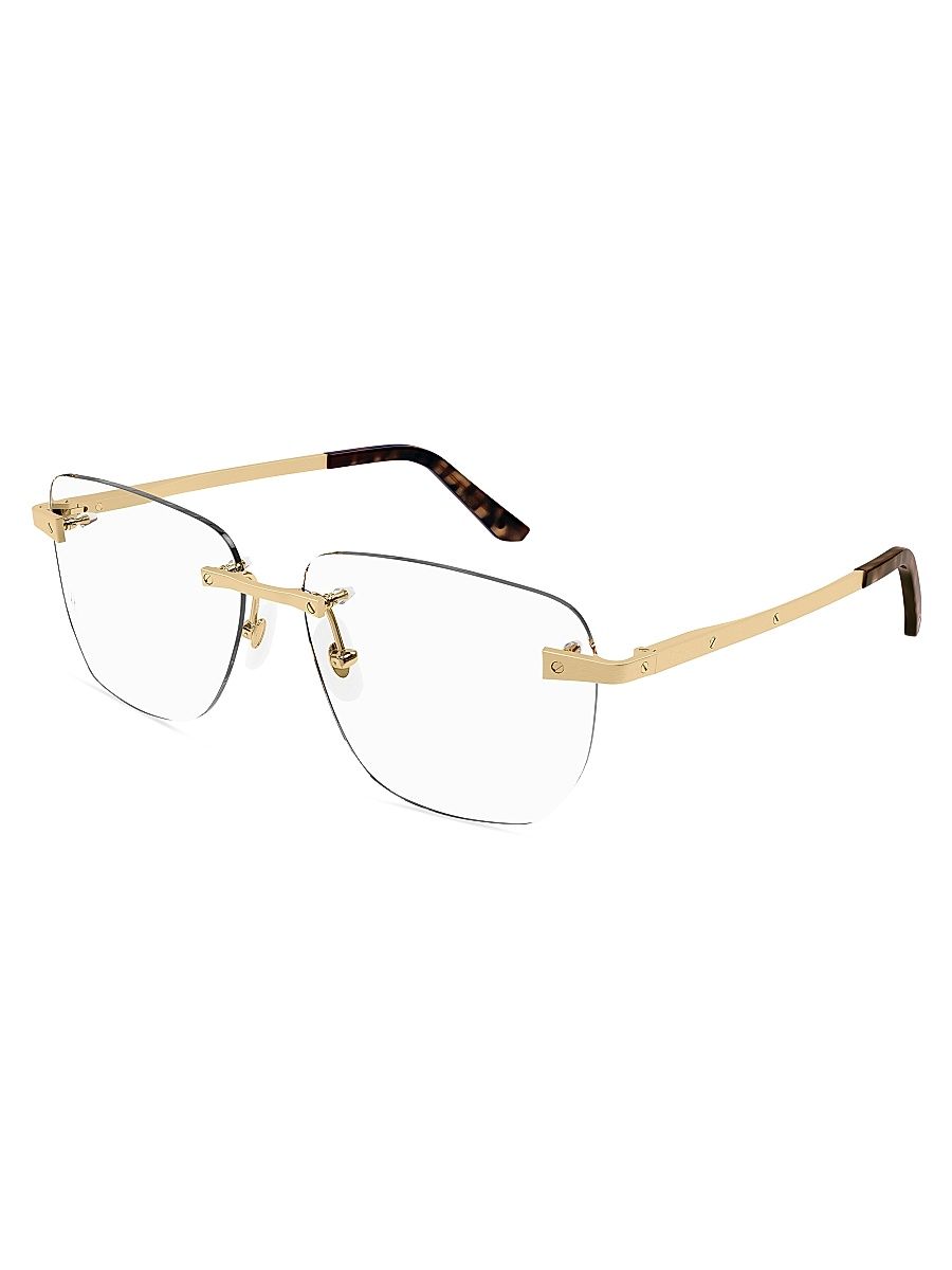 Men's Santos De Cartier 58MM 24K Gold-Plated Square Optical Glasses - Gold