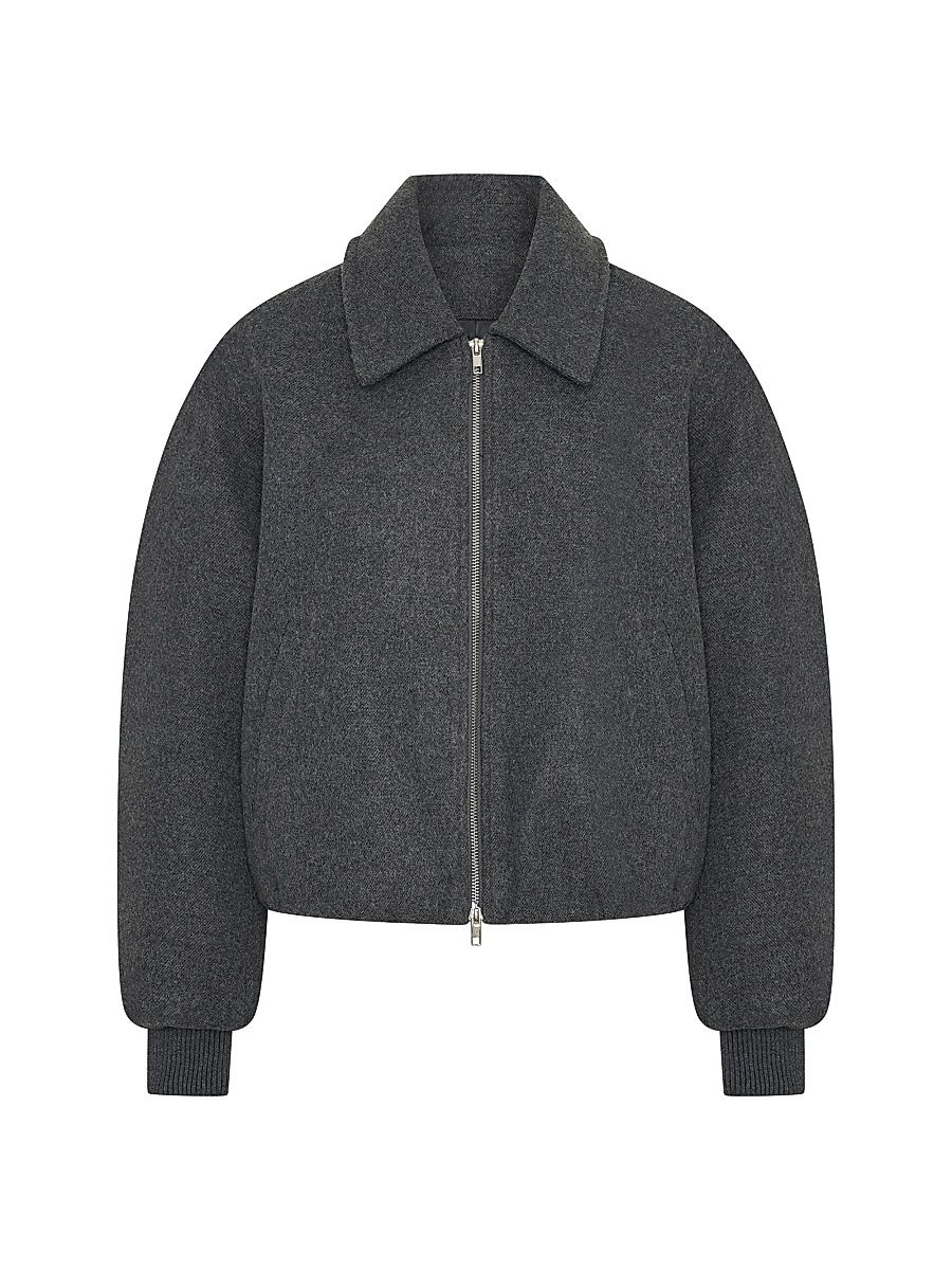 Women's Frida Wool-Blend Bomber Jacket - Charcoal - Size 12