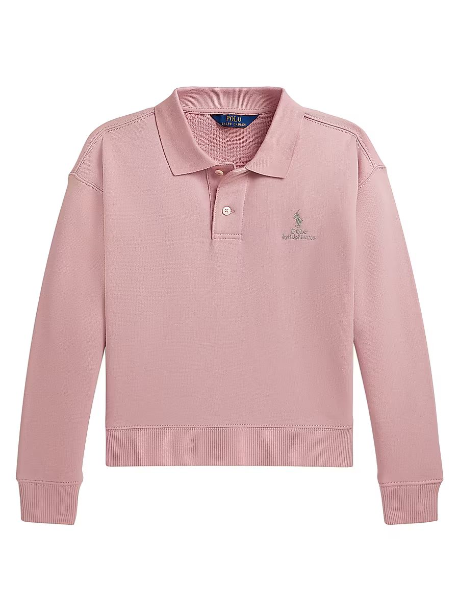 Little Girl's & Girl's Embroidered Logo Polo Sweatshirt - Adirondack Rose - Size 6