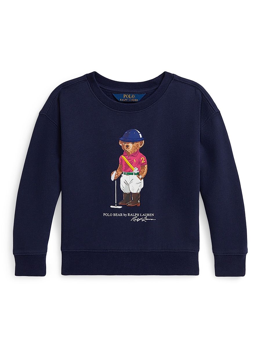 Little Girl's & Girl's Polo Bear Fleece Crewneck Sweatshirt - Newport Navy - Size 7