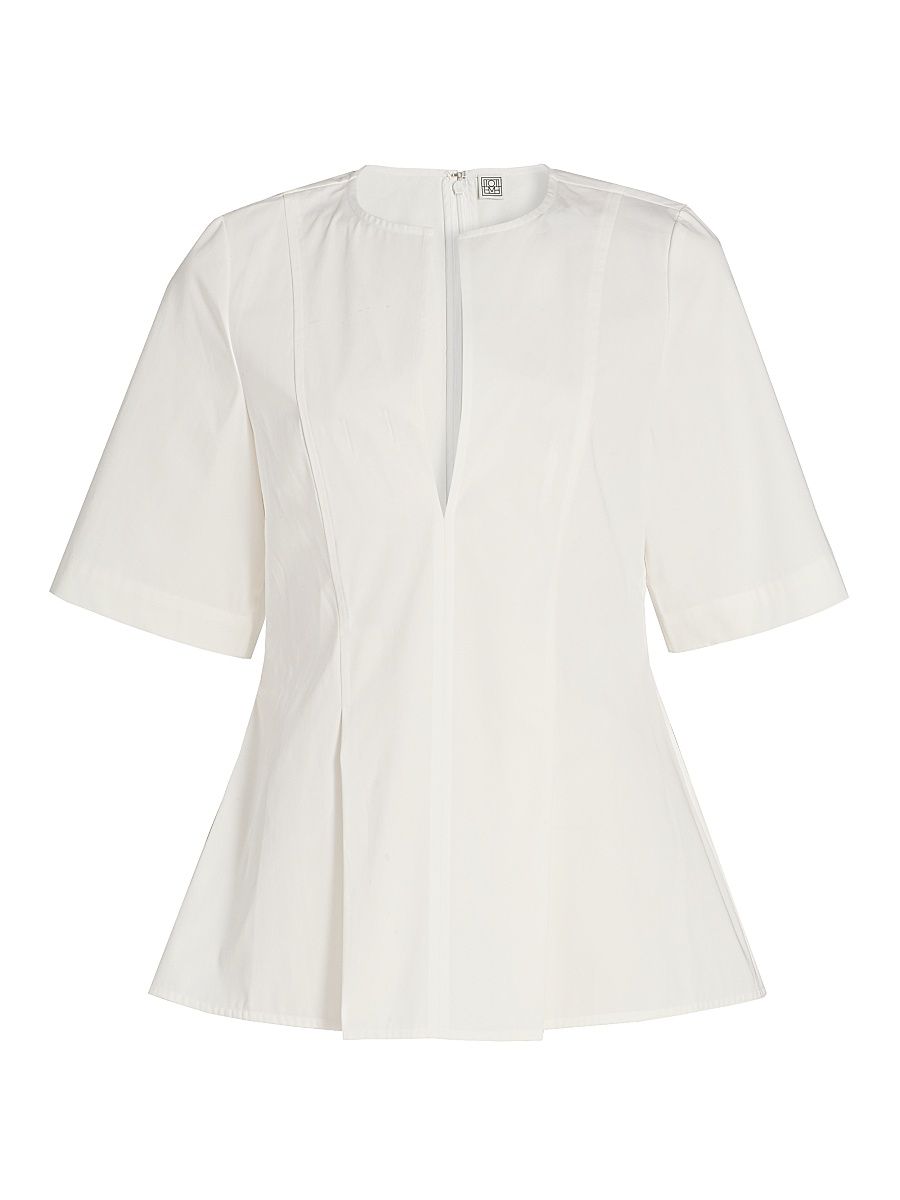 Women's Tailored Cotton Top - White - Size 0