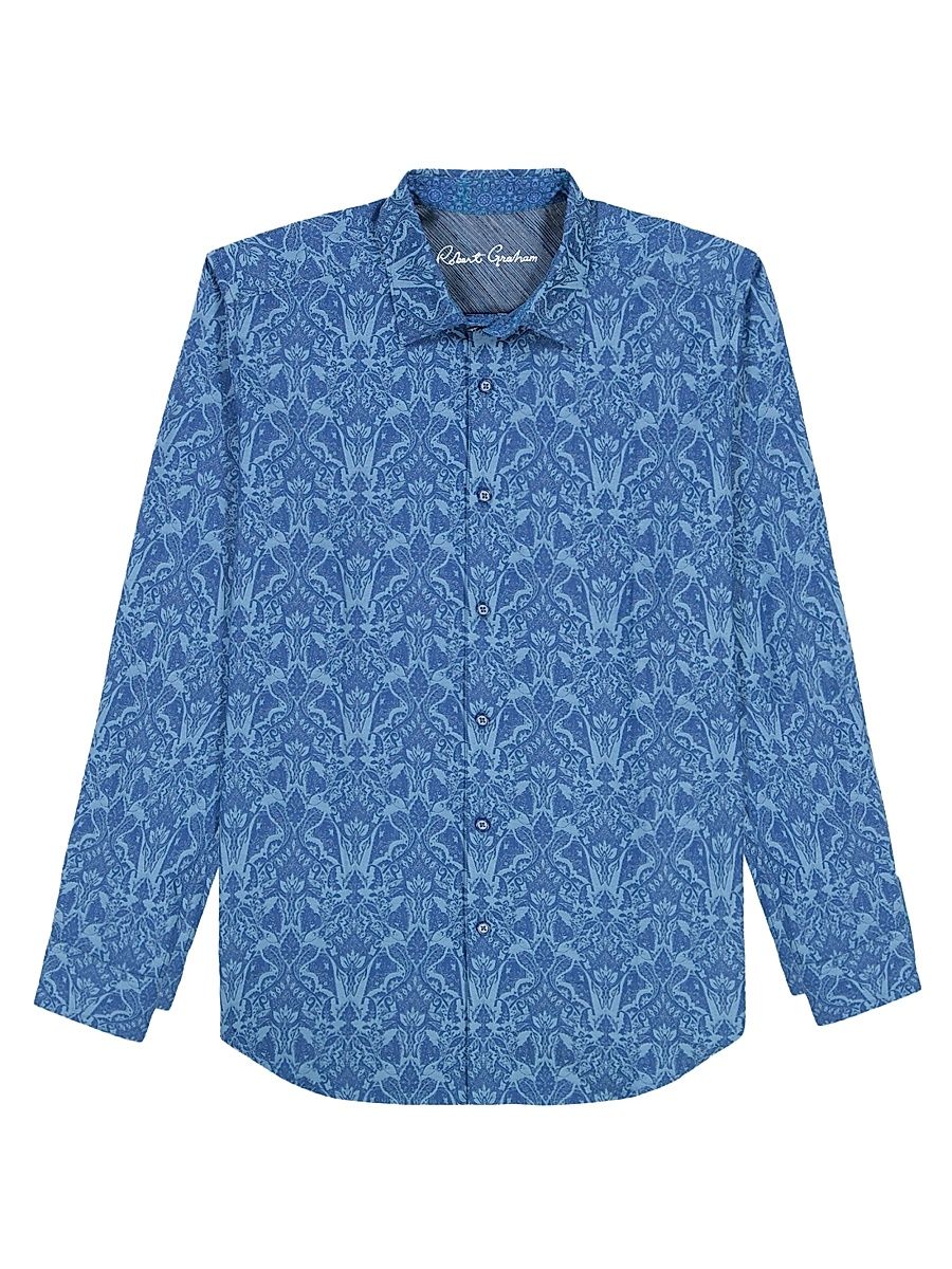 Men's Highland Printed Woven Shirt - Dark Blue - Size XXL