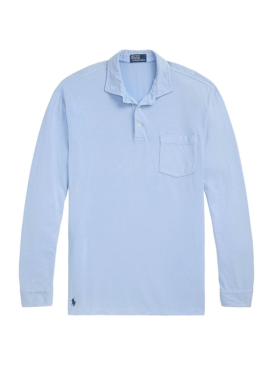 Men's Cotton Polo Shirt - Chambray Blue - Size XXL