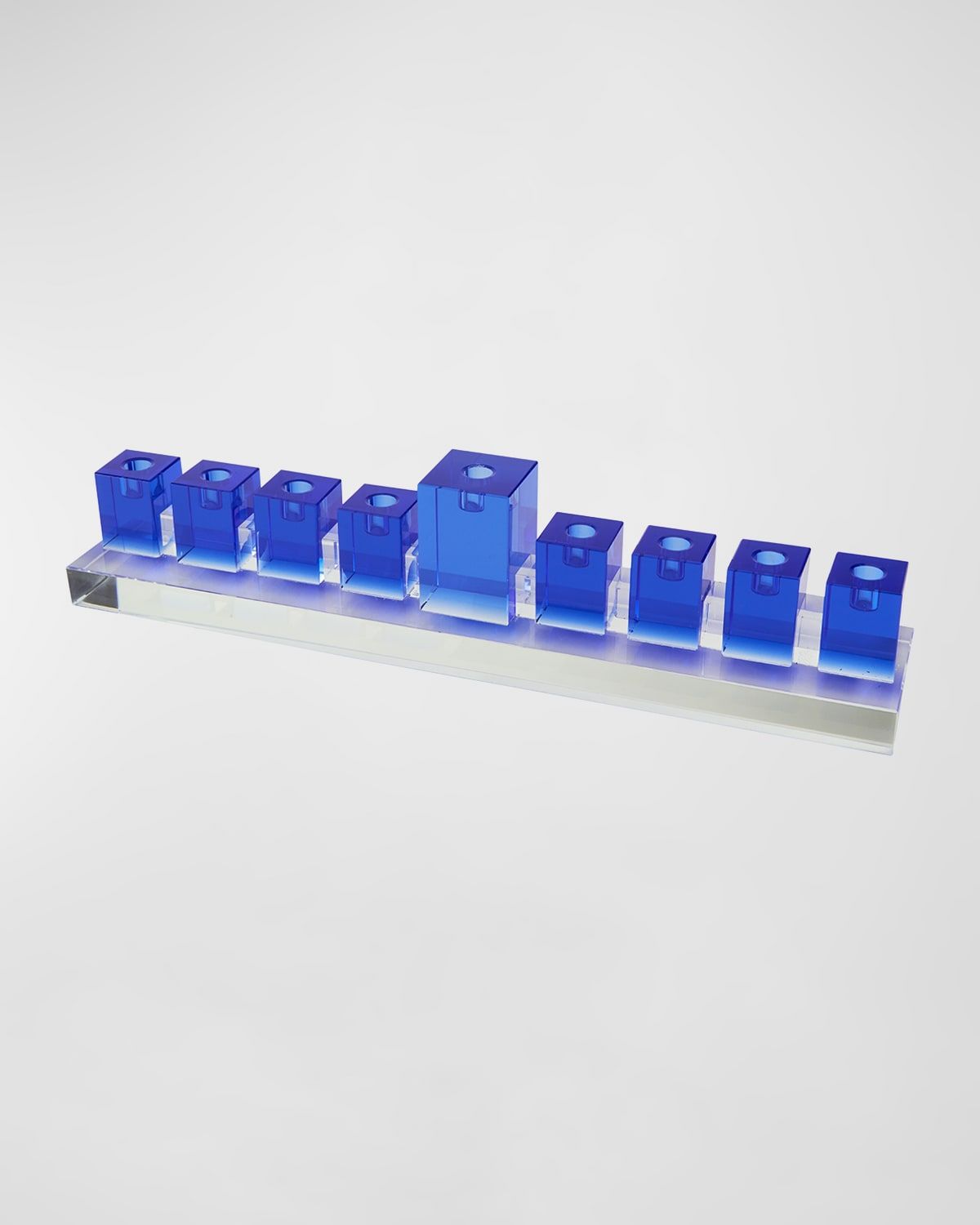 Crystal Menorah - Clear W/Blue