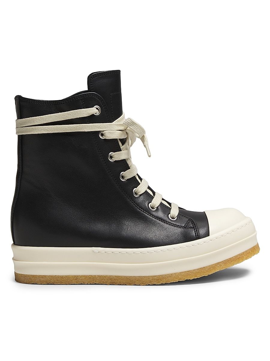 Women's Creep Leather High-Top Sneakers - Black Milk - Size 10