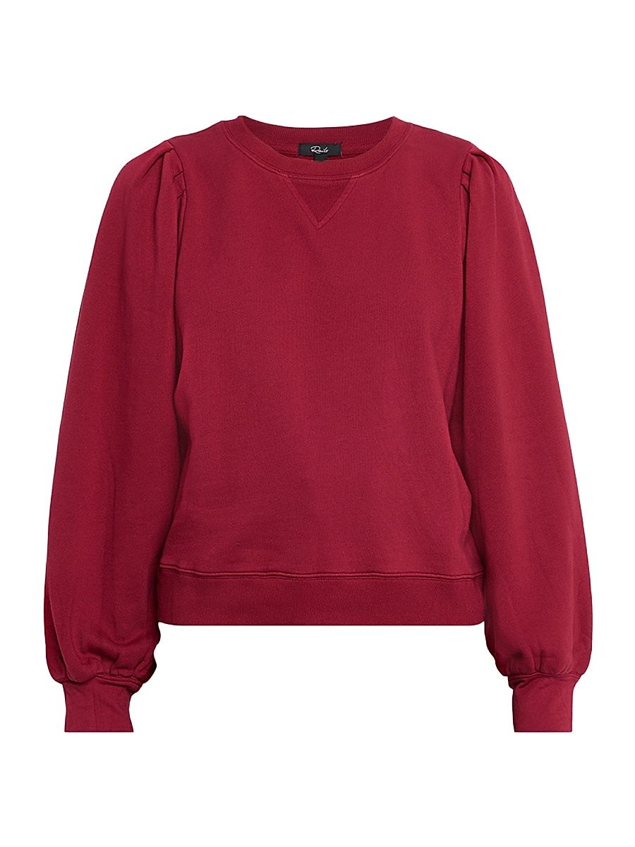 Women's Tiffany Puff-Sleeve Cotton Sweatshirt - Merlot - Size XL