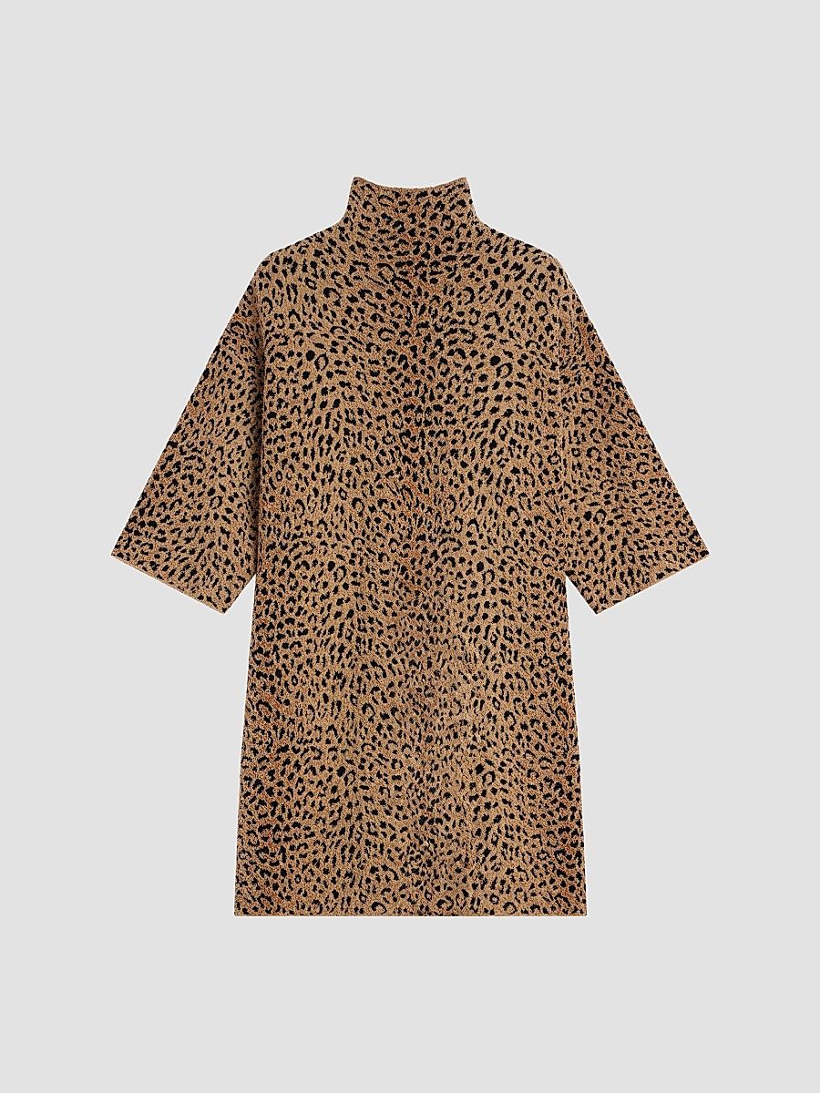 Givenchy Women's Mini Dress in Leopard Jacquard - Brown - Size XS