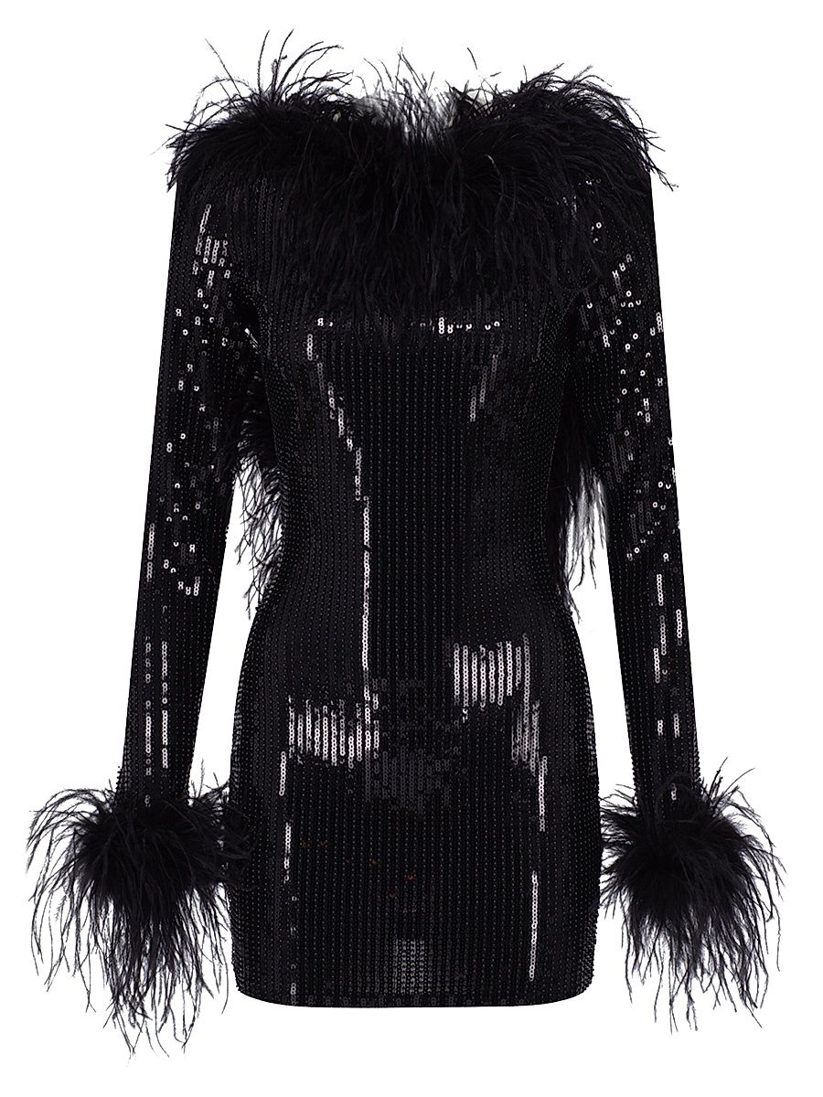 Women's Juises Sequined & Feather Minidress - Film Noir - Size 4