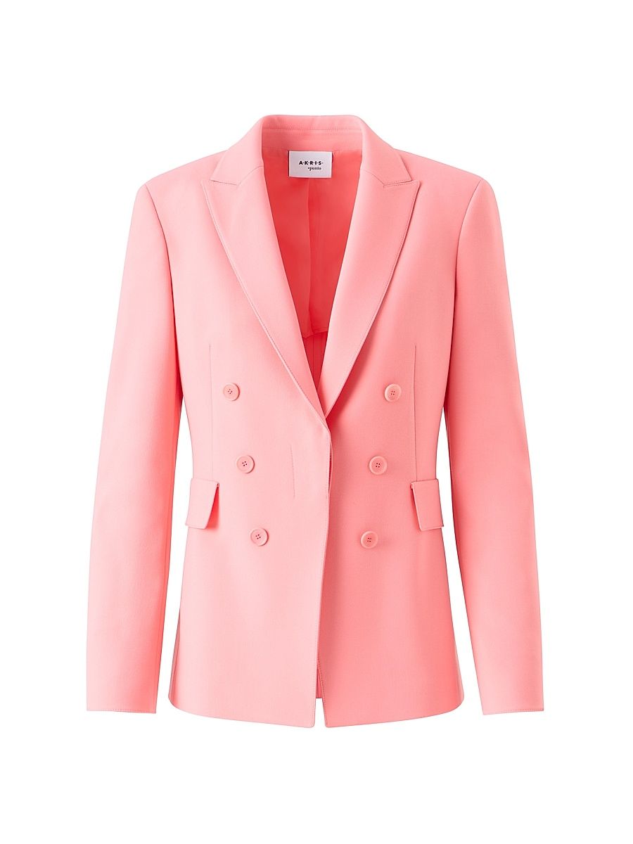 Women's Double-Breasted Crepe Blazer - Blush - Size 12