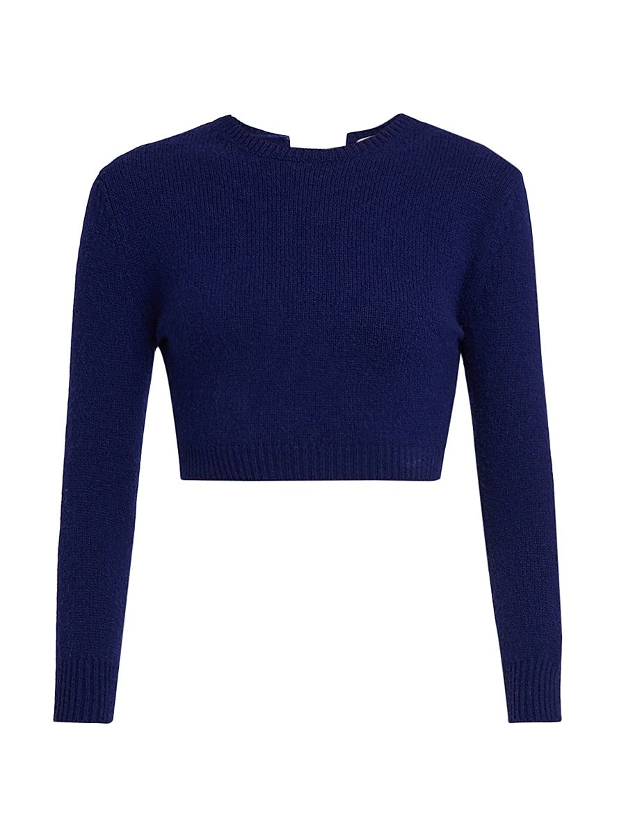 Women's Crop Wool Sweater - Ink Blue - Size 10