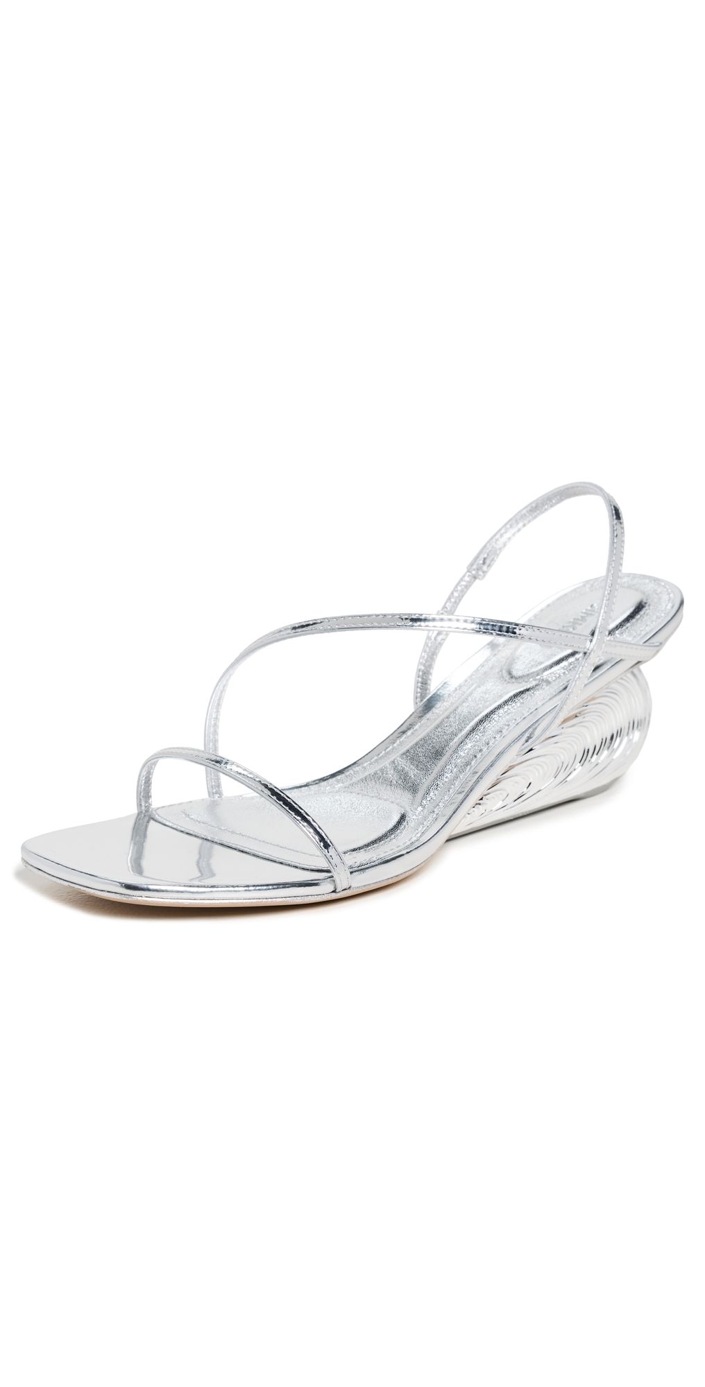 SIMKHAI Bridget Oyster Shell Wedge Sandals Silver 35