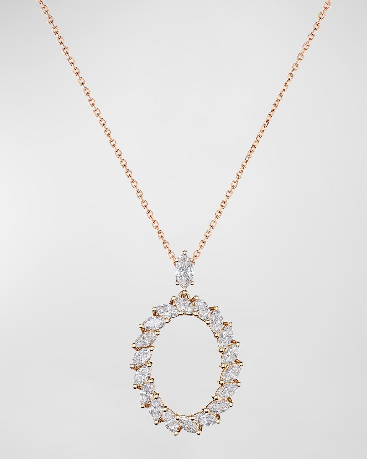 L & apos;Heure du Diamant 18K Rose Gold Oval Pendant Necklace
