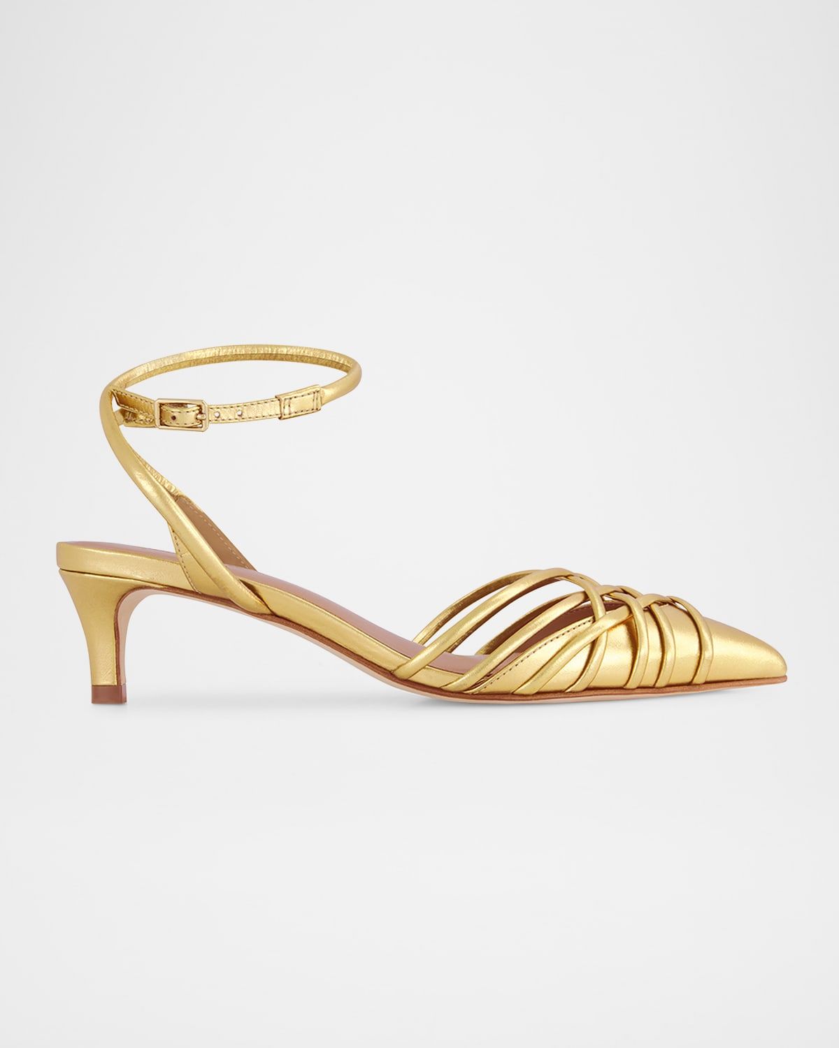 Metallic Strappy Kitten Pumps
