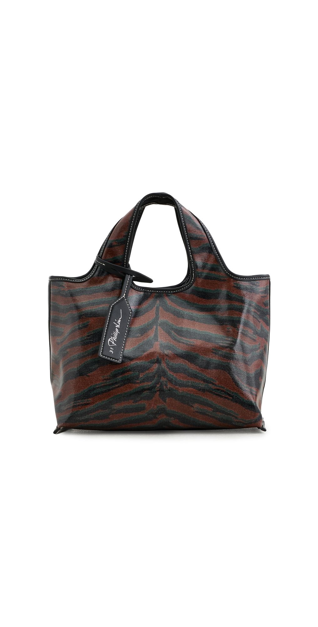 3.1 Phillip Lim Tiger Print Canvas Mini Market Tote Sierra Multi One Size