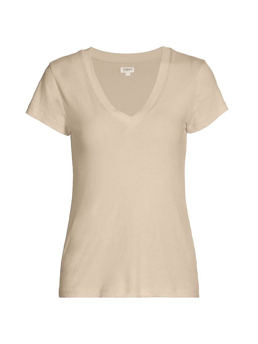 Women's Becca V-Neck Cotton Tee - Biscuit - Size Large