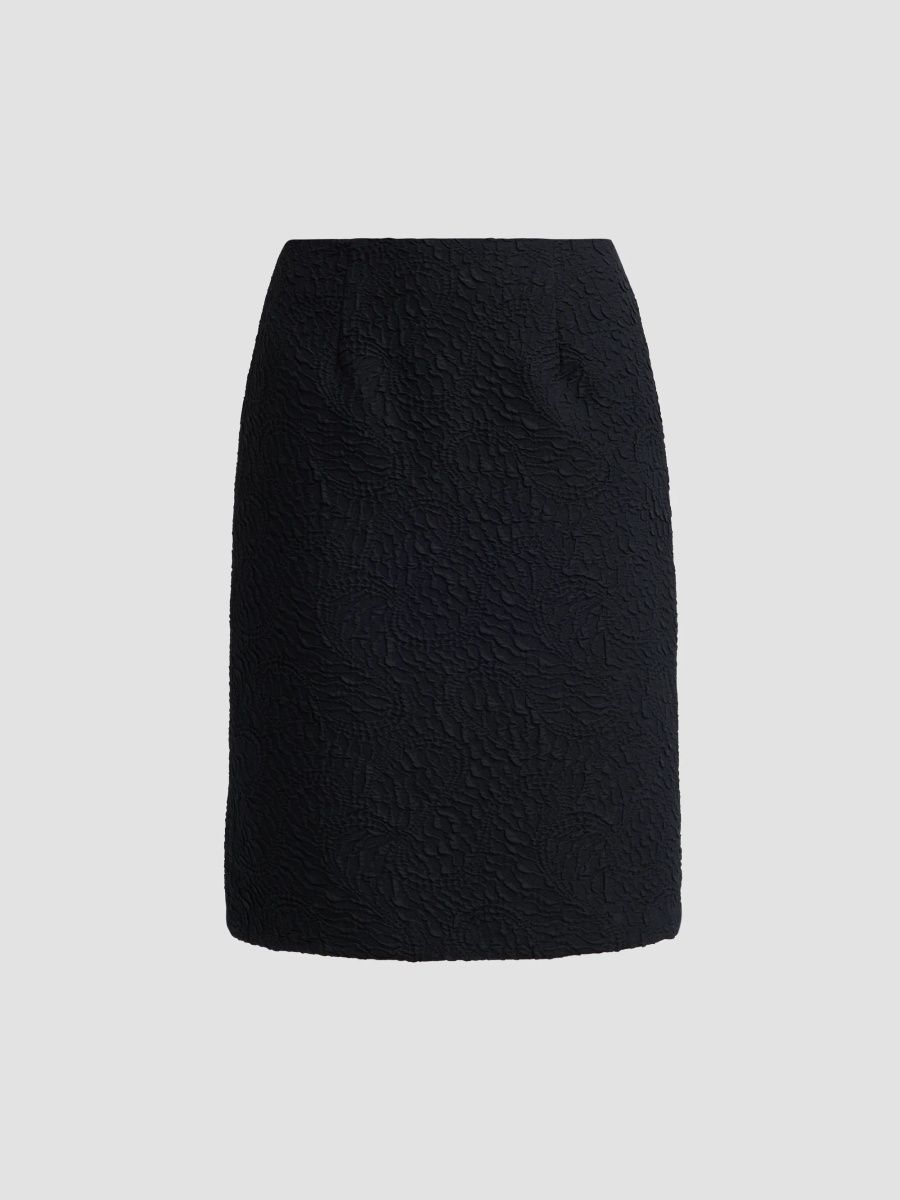 Teri Jon by Rickie Freeman Women's Jacquard Knee-Length Skirt - Black - Size 2