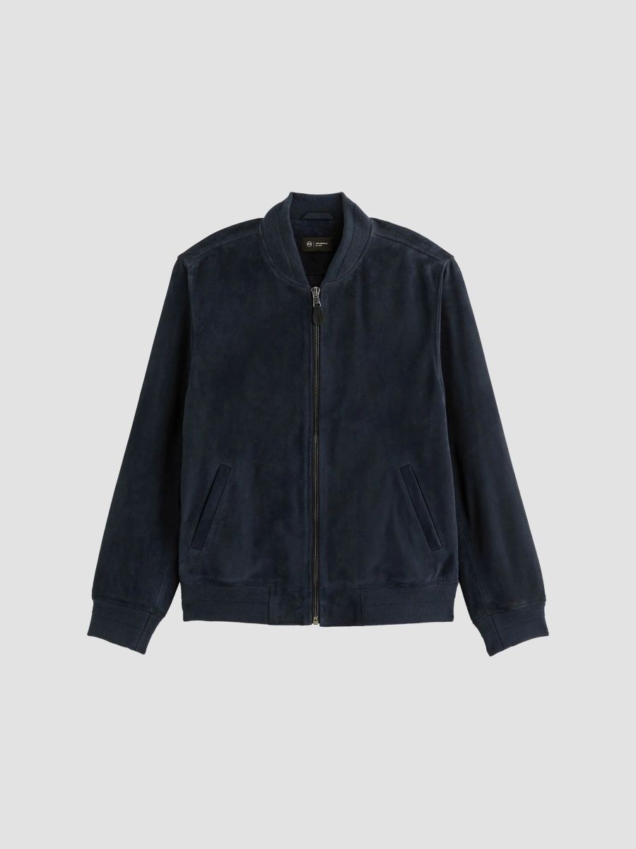 AG Jeans Men's Dayton Suede Bomber Jacket - Midnight Chateau - Size XXL
