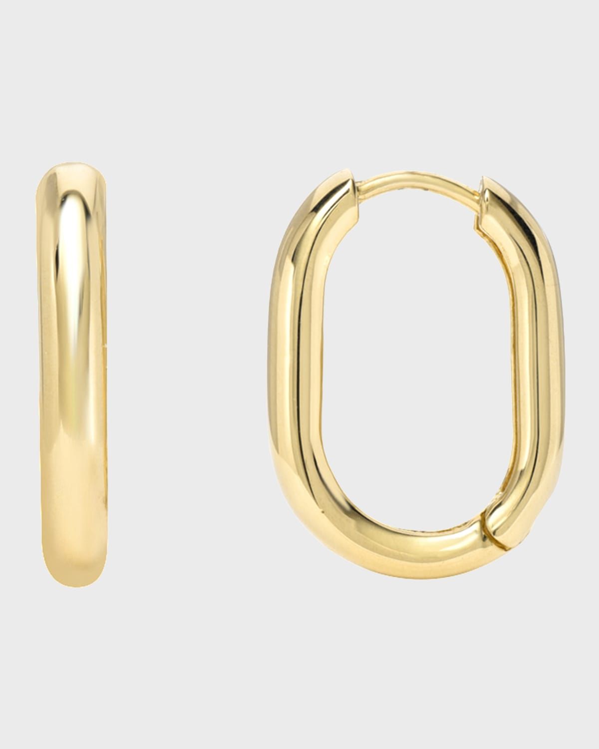 14k Gold Thick Oval Hoop Earrings