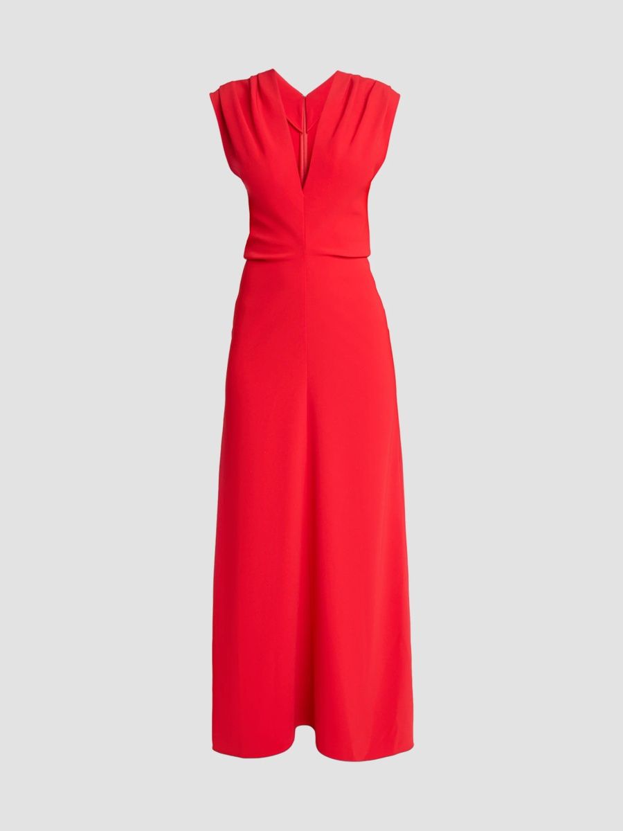 Proenza Schouler Women's Geraldine Gathered Crepe Maxi Dress - Red - Size 10