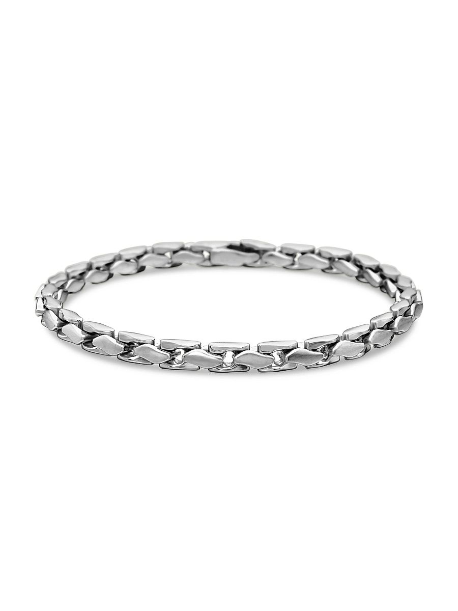 Men's Fluted Chain Bracelet - Sterling Silver - Size Small
